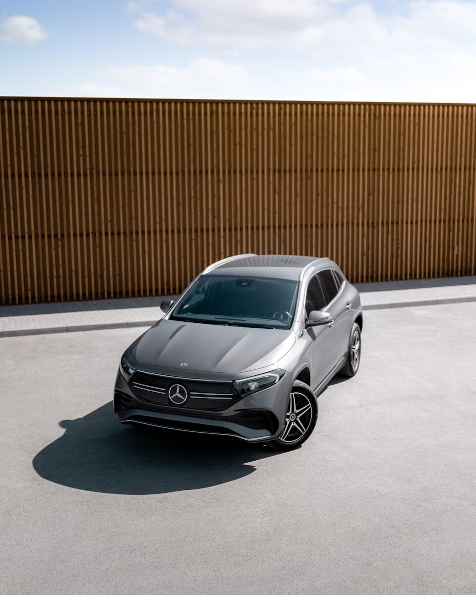 All-electric Mercedes executive transfer vehicle for Cambridge to Heathrow trips.