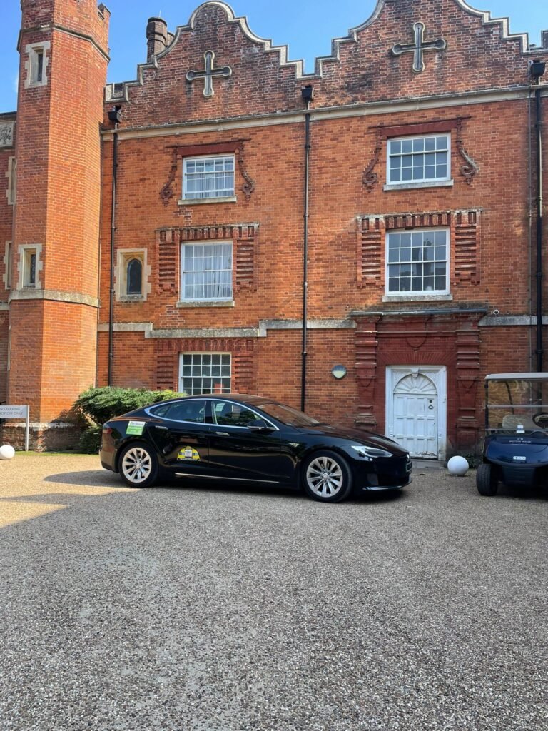 Tesla Model S electric airport transfer car in Huntingdon, Cambridgeshire